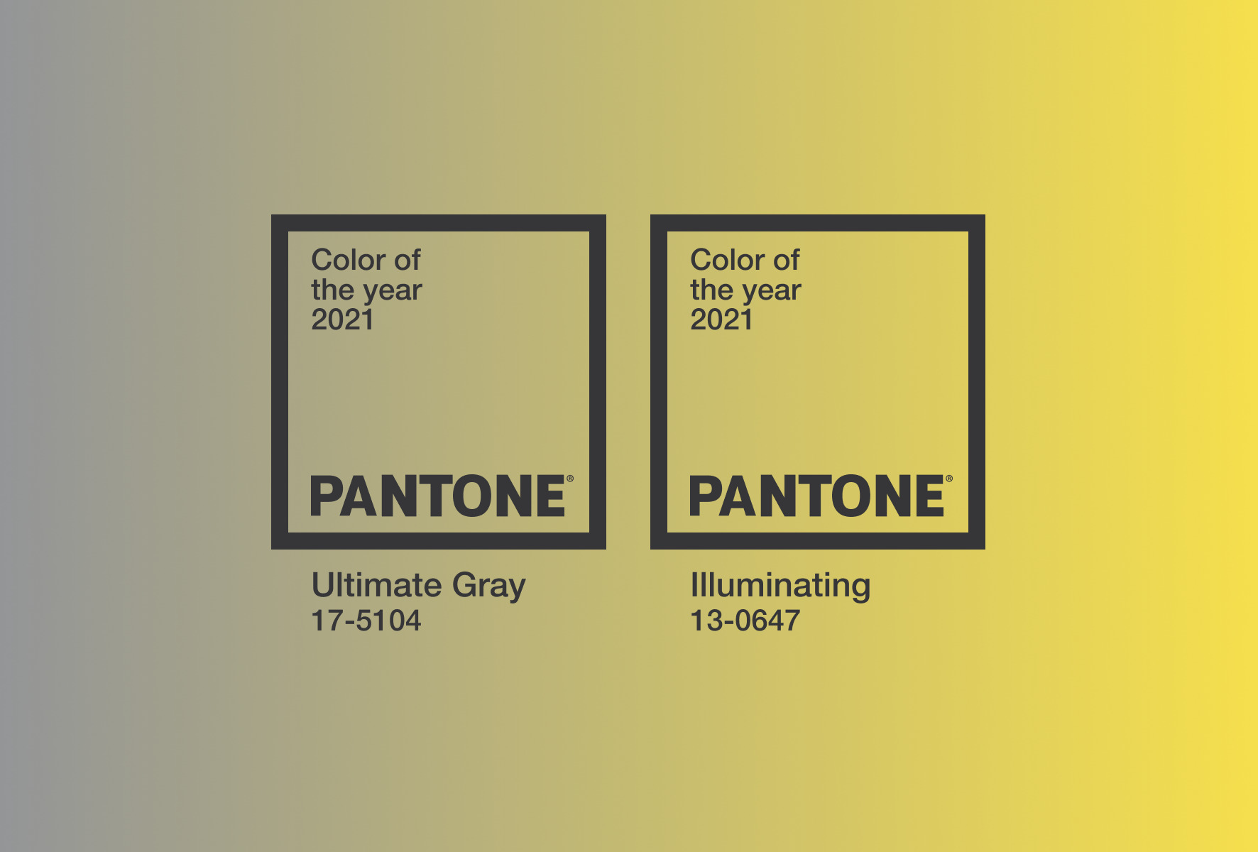 Pantone aasta värv 2021 - ülim hall ja valgustav kollane